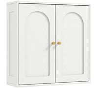 HOMCOM Armoire murale, meuble haut salle de bain moderne avec placard à double porte et poignées dorées, 60x20x60cm, blanc
