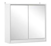 Armoire murale miroir salle de bain 2 étagères mdf blanc