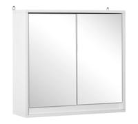 HOMCOM Armoire Murale Miroir Salle de Bain 2 étagères dim. 48L x 14l x 45H cm Panneaux Particules MDF Blanc