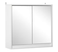 Armoire murale miroir salle de bain 2 étagères mdf blanc