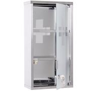 HOMCOM Armoire Murale Pharmacie 2 Étagères Verrouillable Inox avec Porte en Verre 25x12x48cm Aosom France