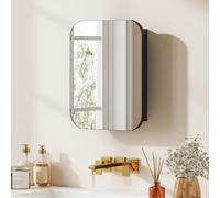 HOMCOM Armoire Murale Salle de Bain avec Miroir, 40 x 10 x 51 cm, Noir | Meuble Salle de Bain avec Porte Miroir à Fermeture Douce et Étagères Réglables