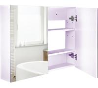 HOMCOM Armoire murale salle de bain avec miroir, 80 x 15 x 60 cm, meuble salle de bain, armoire de toilette avec double portes et étagères réglables, blanc