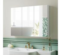 Armoire murale salle de bain avec miroir - HOMCOM - 3 portes miroir, étagères réglables - MDF et verre - 91,5x11,5x65cm - blanc