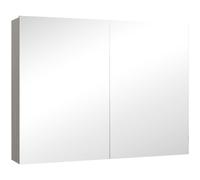 HOMCOM Armoire murale salle de bain avec miroir, meuble salle de bain, double portes et étagères réglables, 80x15x60cm, gris
