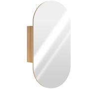 HOMCOM Armoire murale salle de bain avec miroir ovale 45 x 90 cm moderne sans cadre bois naturel