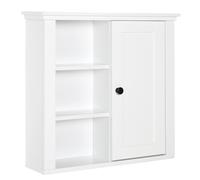 HOMCOM Armoire Murale Salle de Bain Blanche 1 Porte 3 Niches Bois Élégante 53Lx14,5lx50,5H cm Aosom France