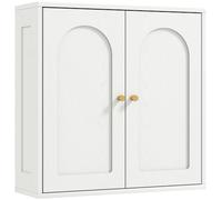 HOMCOM Armoire Murale Style Moderne Salle de Bain 60 x 20 x 60 cm Blanc | Placard à Double Porte, Poignées Dorées, Meuble de Salle de Bain Suspendu