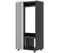 HOMCOM Armoire penderie Armoire de Rangement Mobile avec rideau, Panneaux de Particules, tringle de suspension, noir