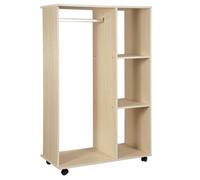 HomCom Armoire penderie Rangement mobile panneaux de particules chêne clair 80x40x128 cm