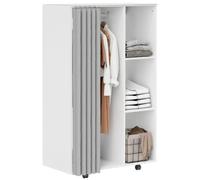 HOMCOM Armoire Penderie Chambre Mobile 4 Roulettes 80x40x128cm Blanc | Meuble de Rangement, Tringle à Vêtements, Étagères Ouvertes, Dressing Roulant pour Chambre à Coucher