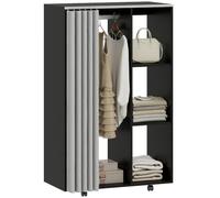Armoire penderie - HOMCOM - mobile 4 roulettes - tringle à vêtements et étagères ouvertes - 80 x 40 x 128 cm - noir