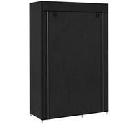 HOMCOM Armoire penderie en Tissu Meuble de Rangement avec Tringle à vêtements et étagères Ouvertes penderie vêtement Dressing pour Chambre à Coucher 103x43x162,5cm Noir