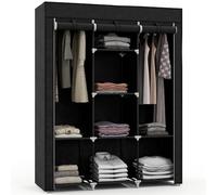 Armoire penderie en tissu - HOMCOM - meuble rangement tringle étagères dressing chambre - métal - 125x43x162,5cm - noir