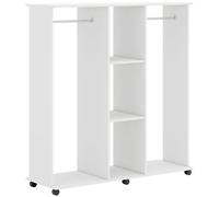 HOMCOM Armoire penderie meuble de rangement mobile 6 roulettes 120 x 40 x 128 cm en bois blanc