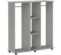 HOMCOM Armoire penderie meuble de rangement mobile 6 roulettes 120 x 40 x 128 cm en bois gris