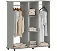 HOMCOM Armoire Penderie Meuble de Rangement Mobile 6 Roulettes 120L x 40l x 128H cm en Bois Gris Descriptions Longues:Découvrez le plaisir d'une salle de jeux ordonnée avec le meuble AIYAPLAY ! Avec s
