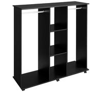 HOMCOM Armoire penderie Meuble de Rangement Mobile 6 roulettes 120L x 40l x 128H cm en Bois Noir