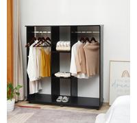 HOMCOM Armoire penderie Meuble de Rangement Mobile 6 roulettes 120L x 40l x 128H cm en bois Noir Description:Cette jolie armoire double penderie est un meuble pratique qui s'adapte à n'importe quels s