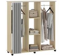 Armoire penderie mobile - HOMCOM - meuble de rangement 6 roulettes dressing chambre - bois - 120L x 40l x 128H cm - naturel