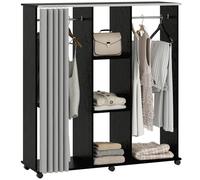 HOMCOM Armoire Penderie Mobile 6 roulettes 120x40x128cm Noir