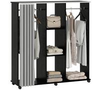 Armoire penderie mobile - HOMCOM - meuble de rangement 6 roulettes dressing chambre - bois - 120L x 40l x 128H cm - noir