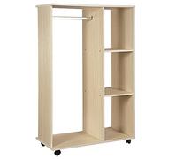 HomCom Armoire penderie Rangement mobile panneaux de particules chêne clair 80x40x128 cm