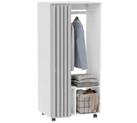 HOMCOM Armoire Penderie Mobile Dressing avec Rideau 60x40x128cm Blanc