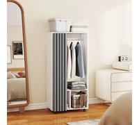 HOMCOM Armoire Penderie Mobile Dressing avec Rideau 60x40x128cm Blanc