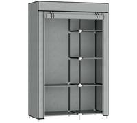 HOMCOM Armoire penderie multi-rangement - 6 étagères, 1 barre - non tissé gris