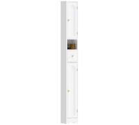 HOMCOM Armoire Salle de Bain Haute avec tiroir 20x20x185 cm Blanc | Armoire salle de bain étroite, portes cintrées, étagère ouverte, étagère réglable, pour salle de bain et cuisine