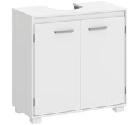 HOMCOM Armoire sous évier à étagère réglable 2 Portes 60x30x60 cm Blanc | Armoire de salle de bain, découpe en U, style moderne, pour lavabo avec ou sans piédestal