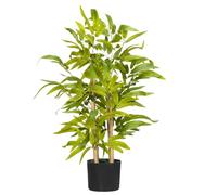 HOMCOM Bambou Artificiel Plantes Artificielles Pot Inclus 60 cm Noir Vert | Décoratives, Intérieur, Tronc Branches Lichen Feuilles, Grand Réalisme