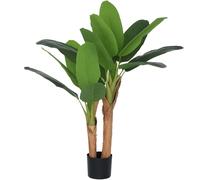 Homcom Banane artificielle Ø17X120 cm avec pot et 15 feuilles vertes