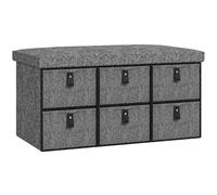 HOMCOM Banc à Chaussures avec 6 boîtes, Aspect Lin, Coffre à Chaussures pour 6 Paires de Chaussures, pour Couloir, Gris foncé, 76,5 x 38 x 38 cm
