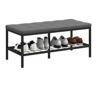 HOMCOM Banc à Chaussures avec Coussin Rembourré 90 x 41 x 40 cm, Gris | Meuble à Chaussures, Étagère de Rangement, Banc d'Entrée, Couloir, Chambre