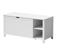 HOMCOM Banc à chaussures avec étagère réglable et compartiment à rabat, banc de rangement pour chaussures, Blanc
