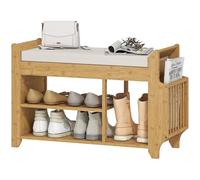 HOMCOM Banc à chaussures avec siège rembourré 80 x 30 x 50 cm Naturel et beige