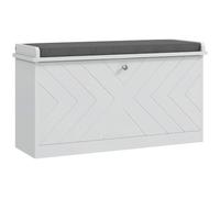 HOMCOM Banc à chaussures avec tiroir rabattable 80 x 26 x 48 cm Blanc | Meuble à Chaussures, Meuble d'Entrée, Étagère Réglable, Coussin d'Assise, pour Entrée, Chambre, Couloir
