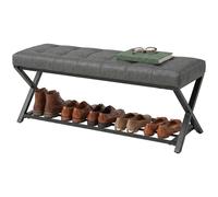 HOMCOM Banc à chaussures, banc d'entrée rembourré en similicuir, 112 x 37 x 47 cm, Gris foncé