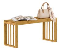 HOMCOM Banc à Chaussures en Bambou, 90 x 33 x 43 cm, Bois Naturel | Banc d'Entrée Sans Dossier, Assise en Bois Ajourée, pour Couloir, Cuisine, Chambre, Salon ou Salle à Manger
