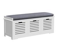 HOMCOM Banc à Chaussures Meuble à Chaussures avec 3 tiroirs et Coussin d'assise Amovible, Banc de Rangement pour Couloir, entrée, Chambre, dim. 108l x 35P x 43H cm, Blanc
