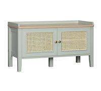 HOMCOM Banc à Chaussures, Meuble de Rangement avec 2 placards avec poignée en Alliage d'aluminium, étagère réglable, Base surélevée, façades cannage, Vert