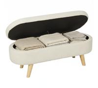 HOMCOM Banc Banquette 2 en 1 Bout de Lit 110L x 40P x 43H cm Crème | Coffre de Rangement en Tissu, Pieds en Bois