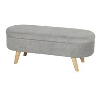 HOMCOM Banc banquette bout de lit coffre de rangement 2 en 1 en tissu avec pieds en bois 110l x 40P x 43H cm gris clair