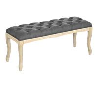Banc Banquette HOMCOM capitonnée Style Classique 110 cm Bout de lit Rembourrée en lin piètement Bois hévéa sculpté Lin Gris