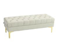 HOMCOM Banc banquette capitonnée bout de lit style classique chic dim. 118L x 45l x 42H cm piètement métal doré velours beige