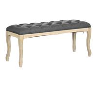 HOMCOM Banc Banquette capitonnée Style Classique 110 cm Bout de lit Rembourrée en lin piètement Bois hévéa sculpté Lin Beige
