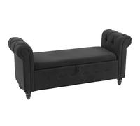 HOMCOM Banc banquette coffre 2 en 1 en tissu aspect lin avec pieds en bois 146,5 x 49 x 72 cm noir