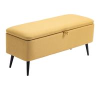 HOMCOM Banc banquette coffre de rangement 2 en 1 en tissu avec pieds en acier noir 101l x 38,5P x 44,5H jaune